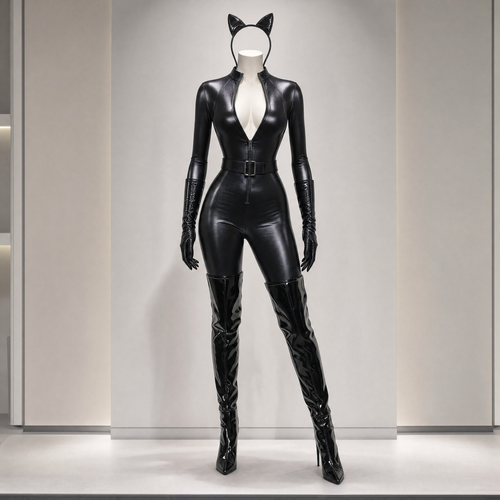 Cat Fight 5 Piece Costume Set - Black