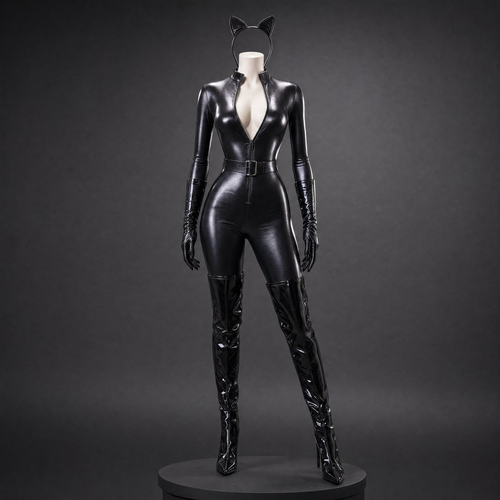 Cat Fight 5 Piece Costume Set - Black